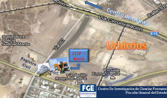 croquis ubicacion centro de investigacion forense Manabi Ecuador